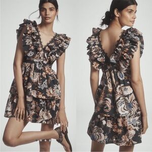 By Anthropologie sleeveless ruffled a line mini dress